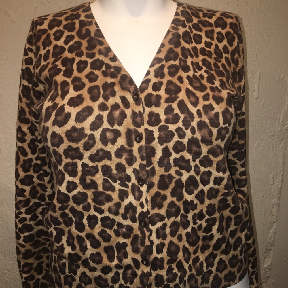 Animal print sweater cardigan - Large petite
